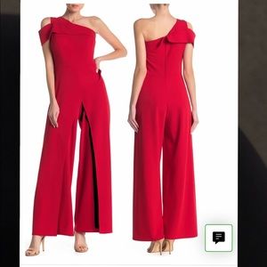 One Shoulder Jumpsuit Red
